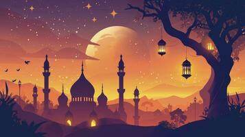 AI generated Flat design ramadan kareem background photo