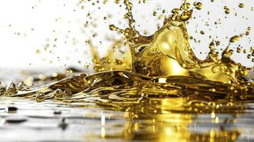 AI generated Golden oil splash cut out photo
