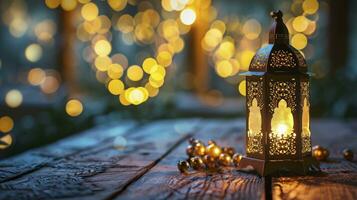 AI generated Islamic greeting Eid Mubarak cards for Muslim Holidays, Eid-Ul-Adha festival celebration. Arabic Ramadan Lantern, Decoration lamp photo