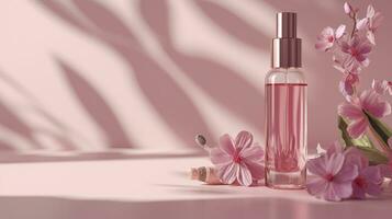 AI generated 3D Collagen Skin Serum and Vitamin illustration isolated on soft color background. concept skin care cosmetics solution. 3d rendering. photo