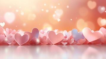 AI generated Hyper realistic paper cut hearts confetti background for Valentine's day. AI generated image photo