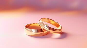 AI generated Pair of gold wedding rings. Happy engagement day concept. AI generated image photo