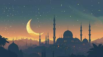 AI generated Flat design ramadan kareem background photo