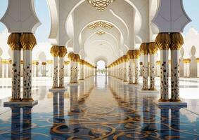 AI generated Archways in the middle of mosque in abu dhabi photo