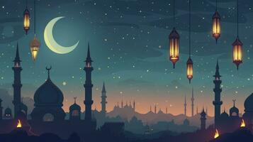 AI generated Flat design ramadan kareem background photo