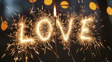 AI generated The word LOVE made out of fireworks photo