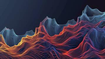 AI generated The abstract wave is made in a frame style. Template for science and technology presentation photo