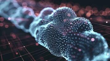 AI generated 3D illustration, concept image. Embossed mesh representing internet connections in cloud computing. photo