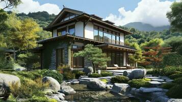 ai generado japonés clásico estilo casa diseño foto