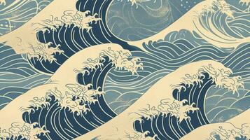 AI generated Background of japanese style wave pattern teture photo