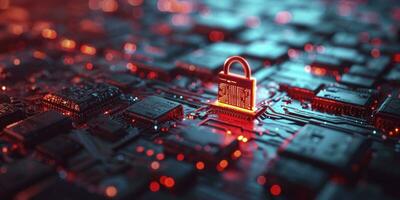 AI generated Concept of cybersecurity and data protection. 3D rendering. photo