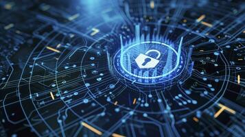 AI generated Cybersecurity and information or network protection. Future technology web services for business and internet project photo