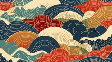 AI generated Background of japanese style wave pattern teture photo