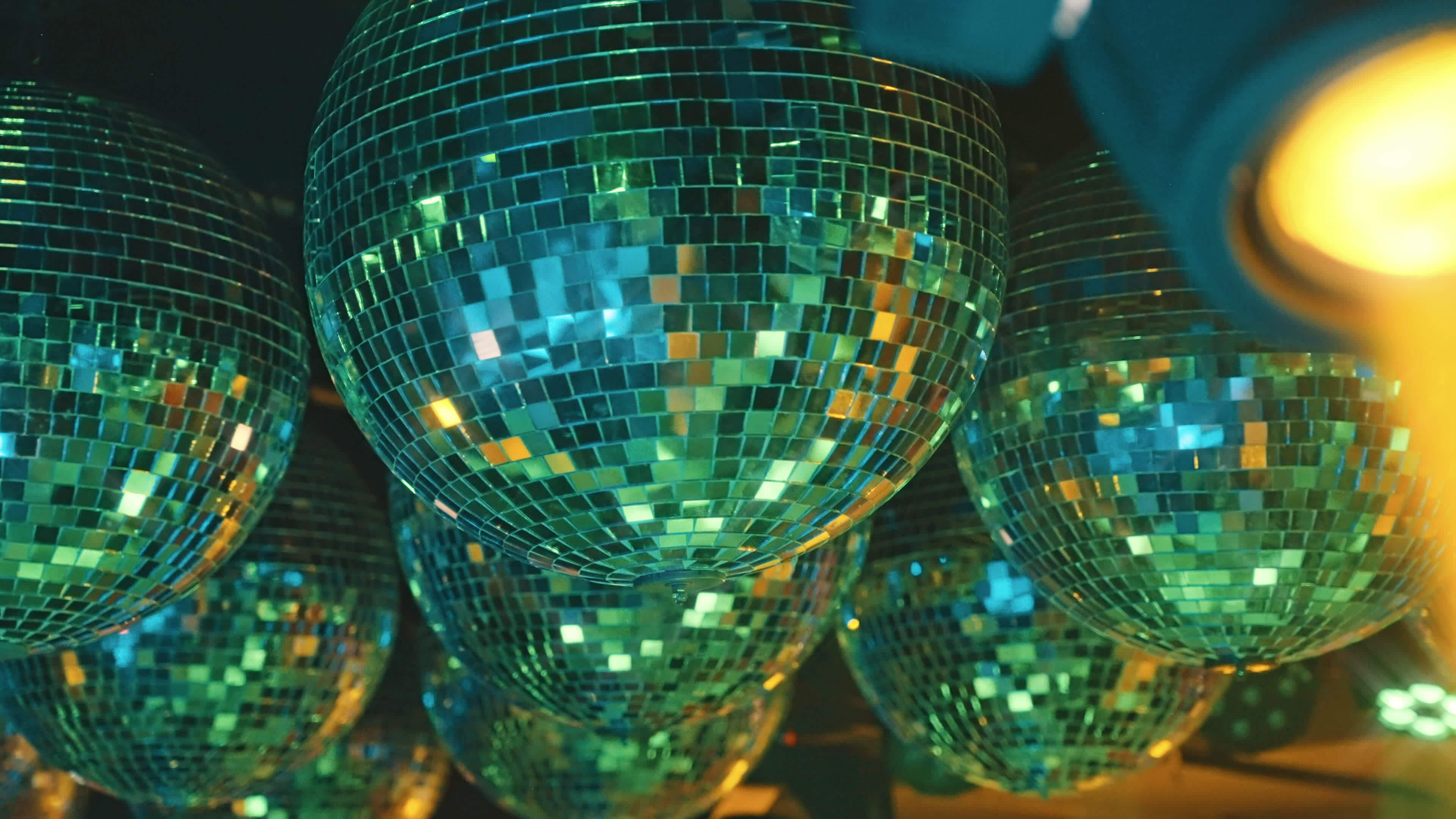 Mirror balls and stage lights at party 36069699 Stock Video at Vecteezy