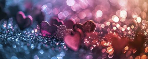 AI generated Heart shape Valentine's Day bokeh background, women's day love gradient. photo