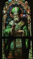 AI generated st patrick stained glass window photo