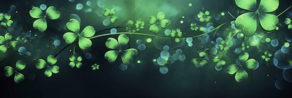 AI generated St patrick's day Shamrock Leaves background photo