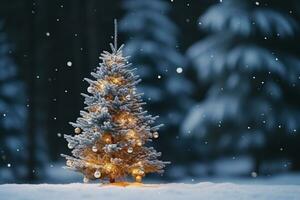 ai generado Navidad árbol en papel estilo en blanco antecedentes foto