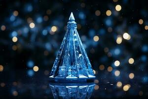 AI generated Abstract Blue shinny Christmas tree with bokeh background technology concept photo