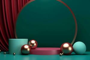 AI generated 3d rendered Podium display for merry Christmas event photo