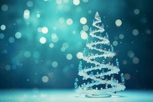 AI generated Blue Christmas tree made up with DNA structure health concept bokeh blurred background copy space photo