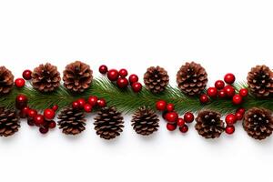 AI generated Christmas tinsel realistic on white background photo