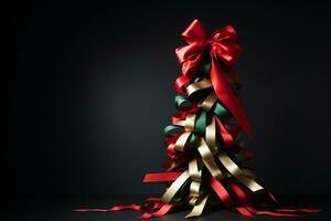 AI generated Christmas tree made with ribbons photo