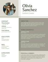 Minimalist Contect Creator Resume template