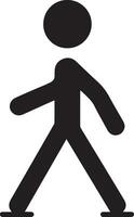 mínimo palo figura personaje caminando vector silueta, negro color silueta, blanco antecedentes 10