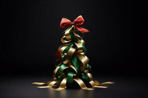 AI generated Christmas tree made with ribbons photo