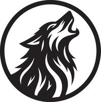 Wolf Howling Emblem Logo Vector silhouette, black color silhouette, white background 8