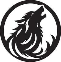 Wolf Howling Emblem Logo Vector silhouette, black color silhouette, white background