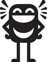 minimal funny laughing character vector silhouette, black color silhouette, white background 26