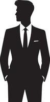 Business man pose vector silhouette black color white background 25