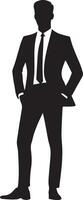 Business man pose vector silhouette black color white background 34