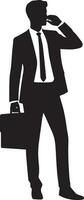 Business man pose vector silhouette black color white background 17