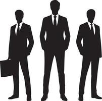 Business man pose vector silhouette black color white background 26
