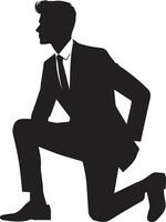 Business man pose vector silhouette black color white background 5