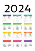 Calendar for 2024 isolated on a white background vector