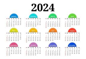 Calendar for 2024 isolated on a white background vector