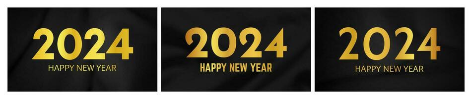 2024 Happy New Year on dark silk background vector