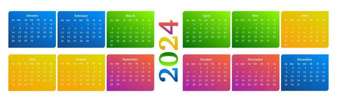 Calendar for 2024 isolated on a white background vector