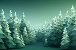 AI generated 3d geometric forest landscape photo