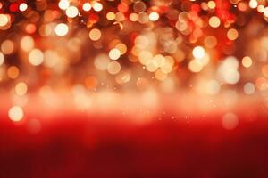 AI generated red Christmas bokeh background photo