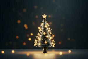 AI generated Christmas tree made of bulb and light technology concept photo