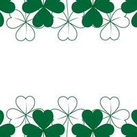 Abstract shamrock frame with top and bottom border in trendy green. Concept for St. Patrick greeting vector