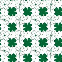 Seamless pattern of four leaf clover. Contour and color drawn design concept for many various uses vector