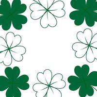 Abstract clover square frame border in trendy green with copyspace. Concept for St. Patrick greeting vector