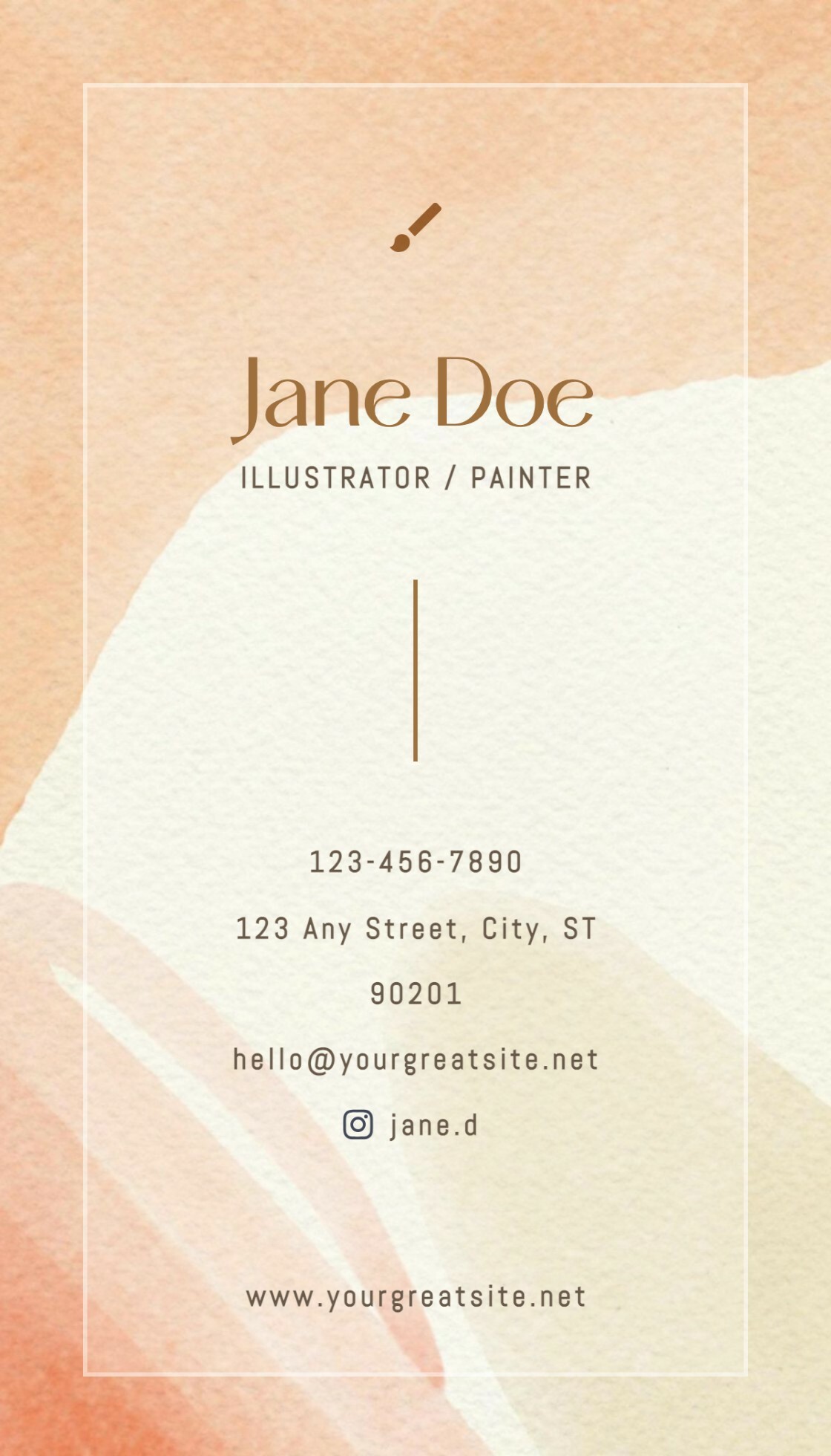 Watercolor Vertical Business Card