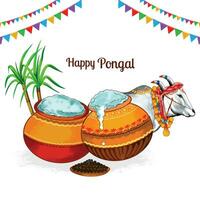 Happy pongal celebration festival card background vector